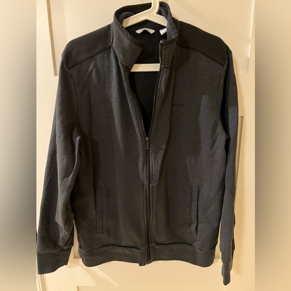 Calvin Klein zip up sweater dark gray - medium - prowned